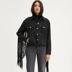 Levi’s black denim fringe jacket